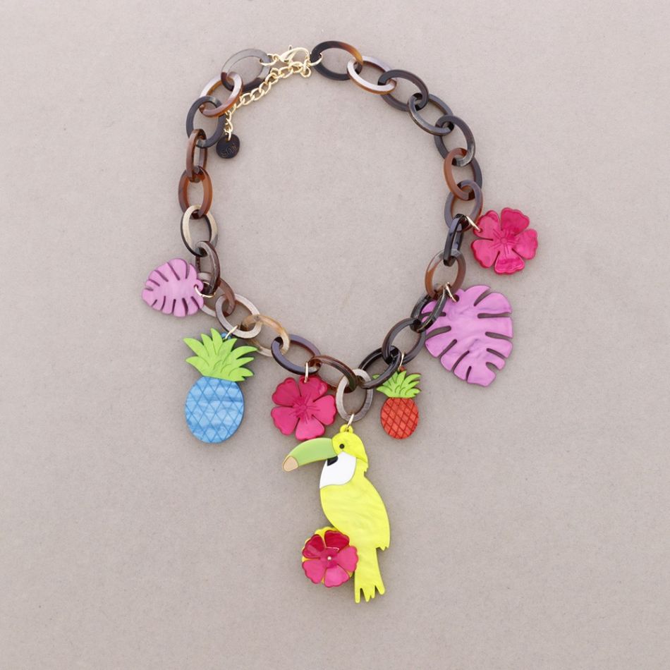 TROPICAL PARTY RESIN PENDANT LINK NECKLACE