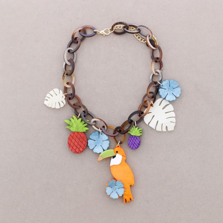 TROPICAL PARTY RESIN PENDANT LINK NECKLACE 2