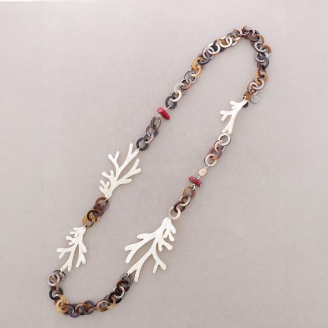 COLLAR LARGO ESLABONES CORALES RESINA
