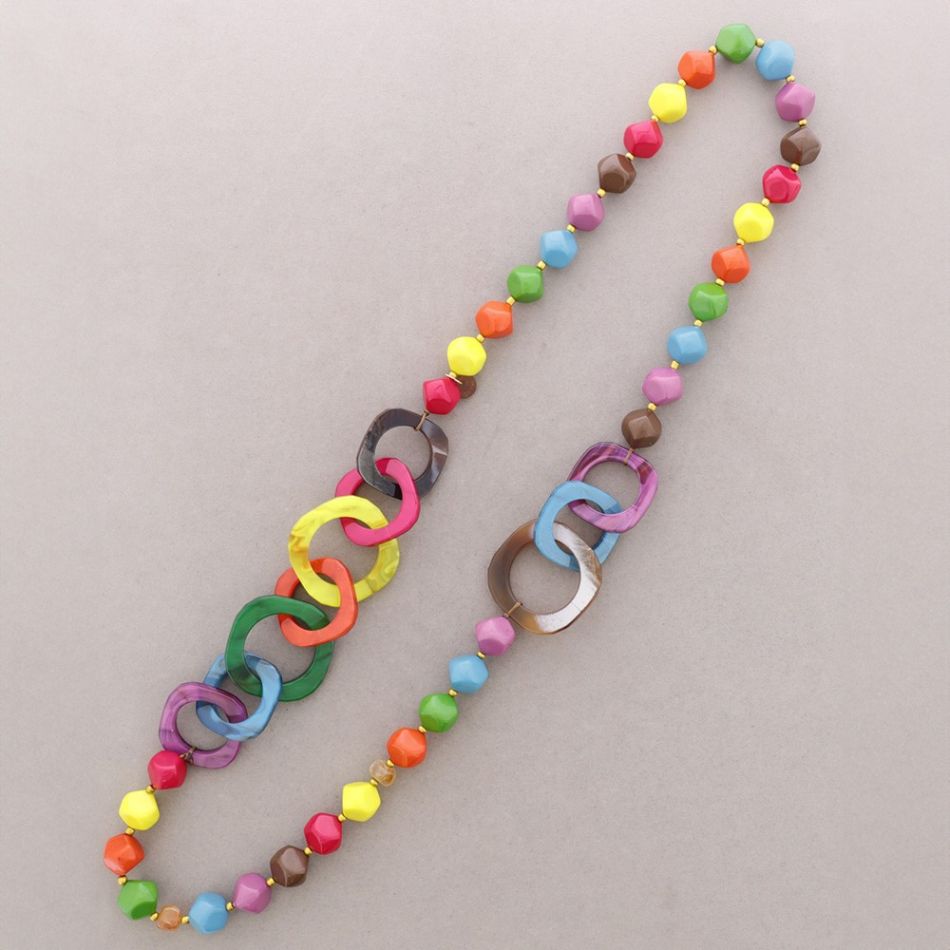 COLLAR LARGO CUENTAS ESLABONES RESINA