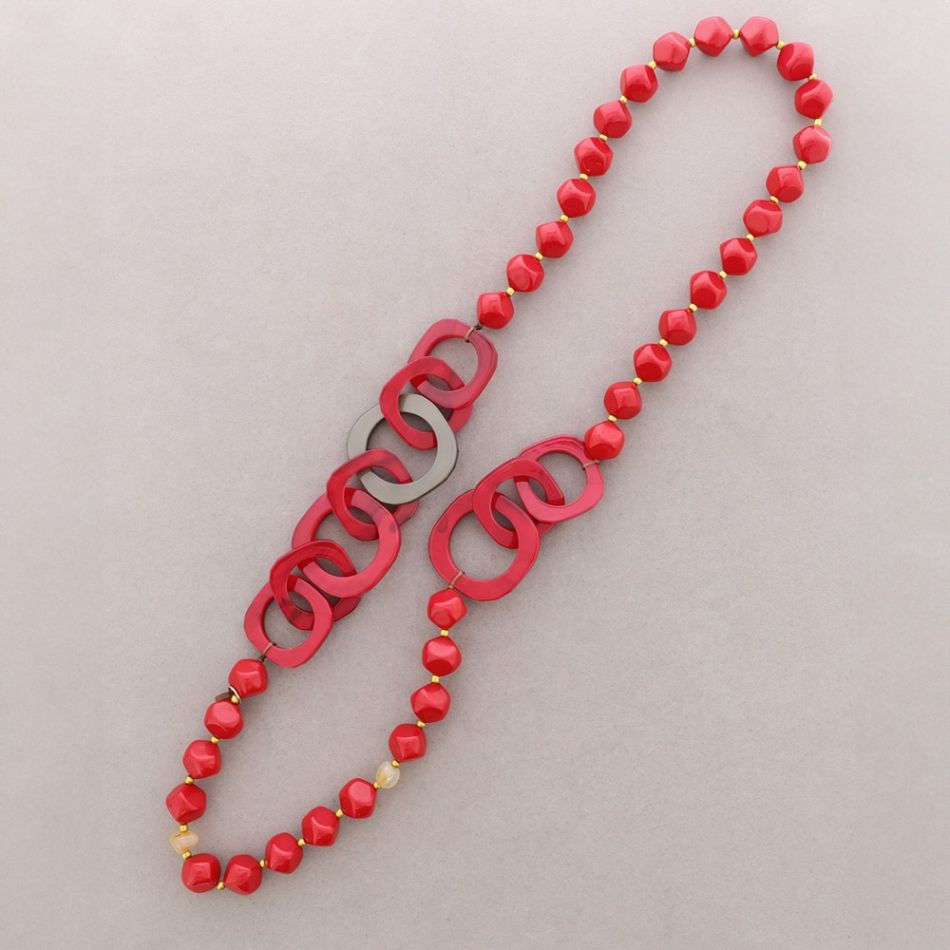 COLLAR LARGO CUENTAS ESLABONES RESINA