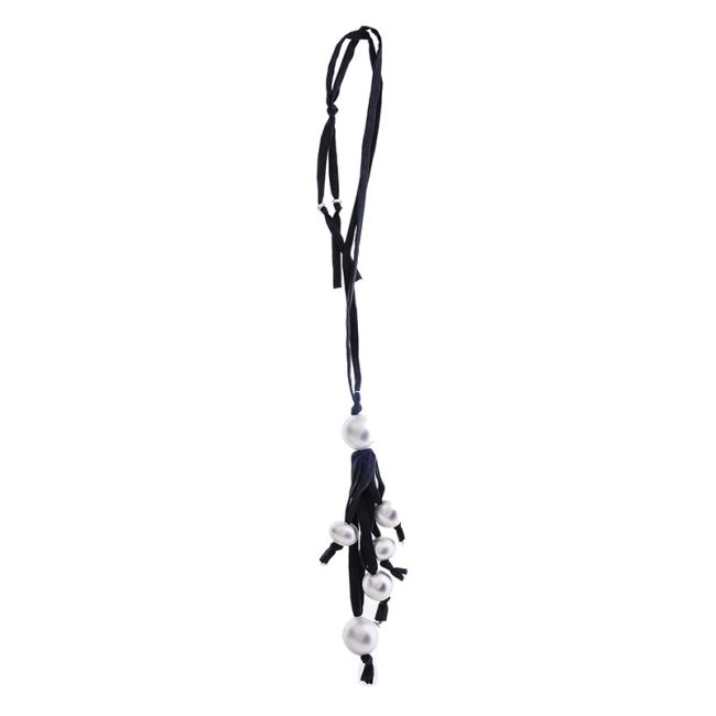 COLLAR LARGO TUBO LAZO COLGANTE FLECO BOLAS
