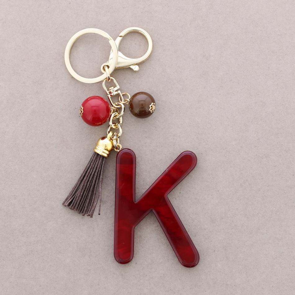 RESIN INITIAL LETTER PENDANT KEYCHAIN
