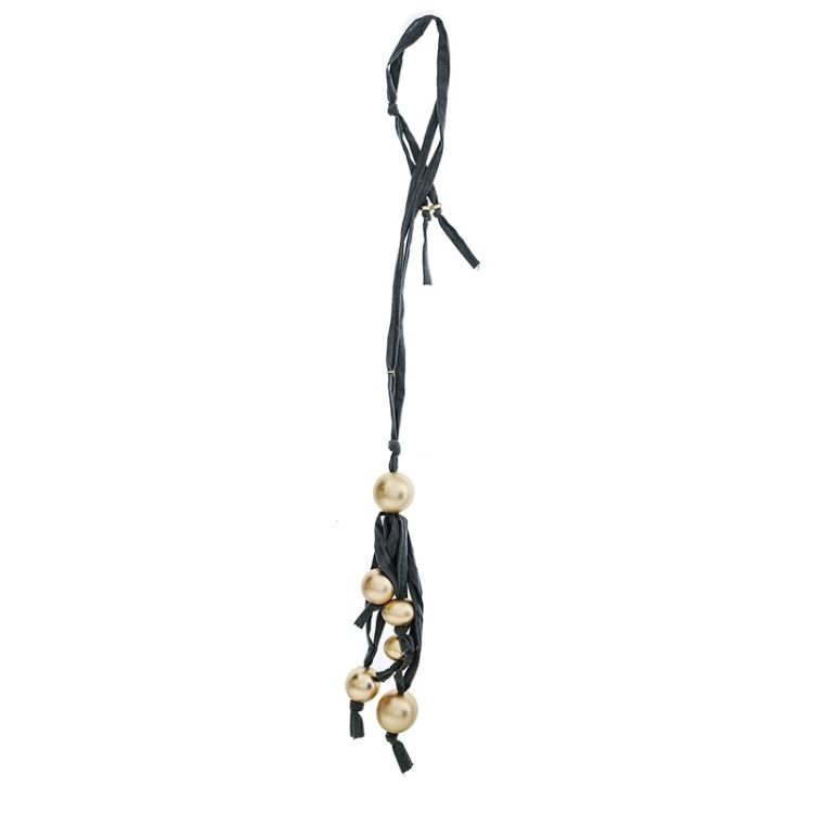 COLLAR LARGO TUBO LAZO COLGANTE FLECO BOLAS 2