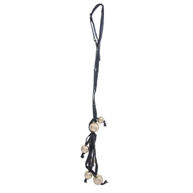 COLLAR LARGO TUBO LAZO COLGANTE FLECO BOLAS