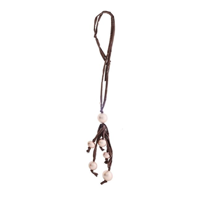 COLLAR LARGO TUBO LAZO COLGANTE FLECO BOLAS