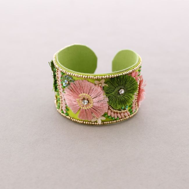 PULSERA ÉTNICA AJUSTABLE FLORES FLECOS