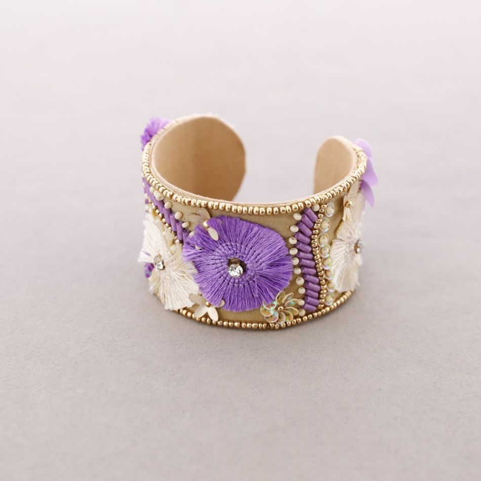 PULSERA ÉTNICA AJUSTABLE FLORES FLECOS