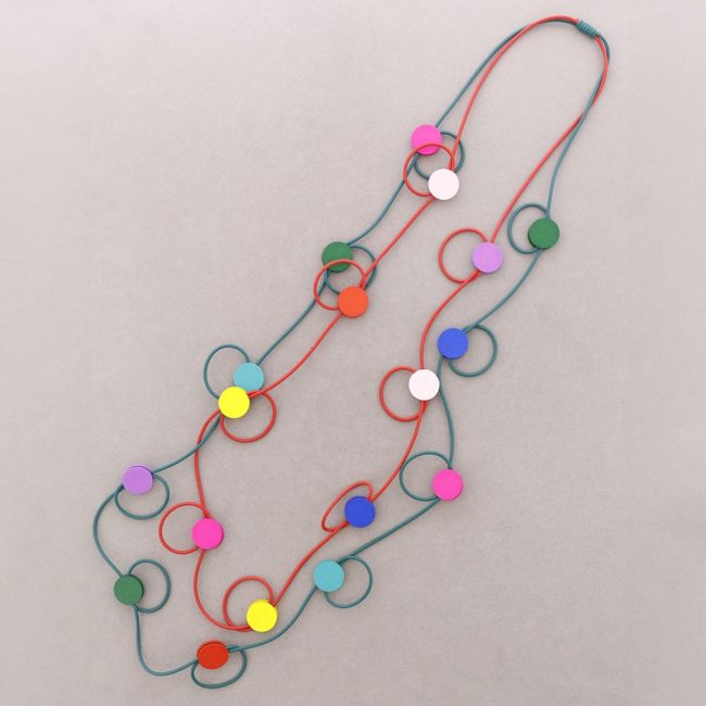 LONG NECKLACE DOUBLE CIRCLES FOAMY RUBBER