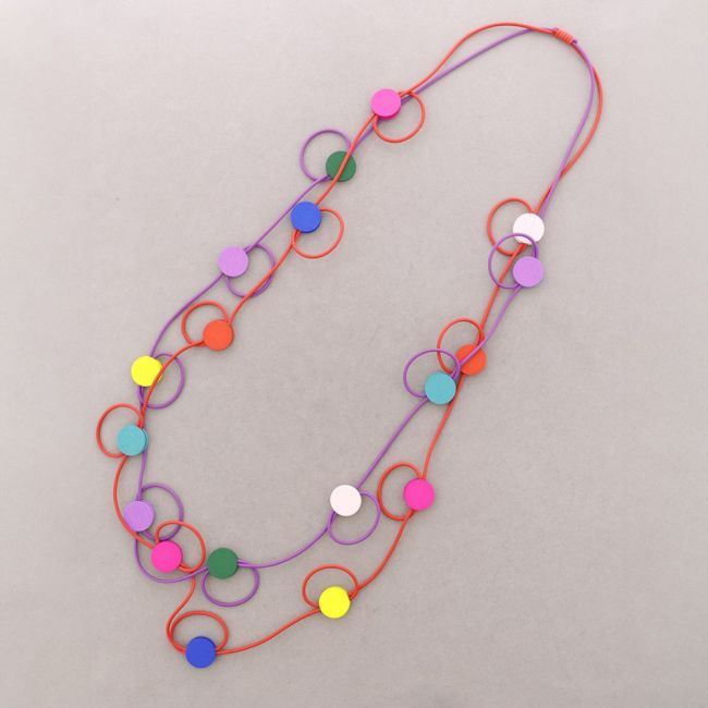 LONG NECKLACE DOUBLE CIRCLES FOAMY RUBBER