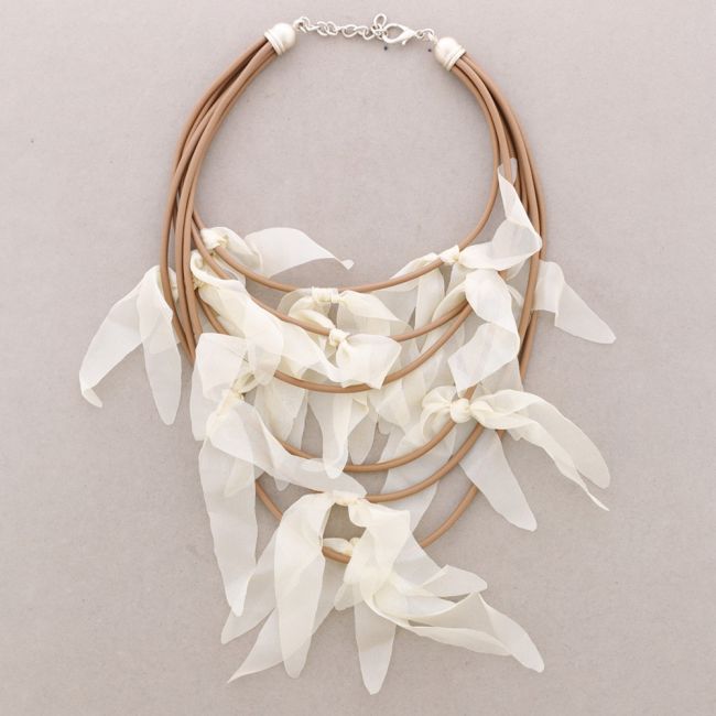 MULTI-STRAP RUBBER CHOKER WITH FABRIC FLOWERS