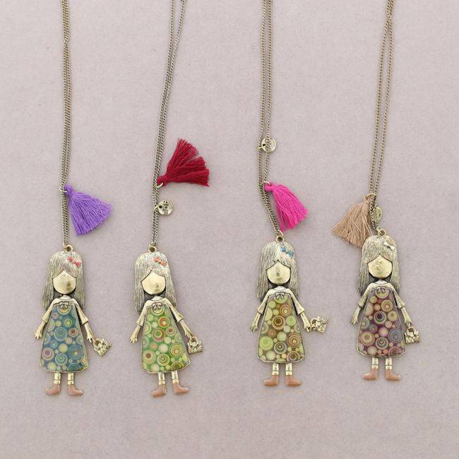 LONG PENDANT NECKLACE STAMPED METAL