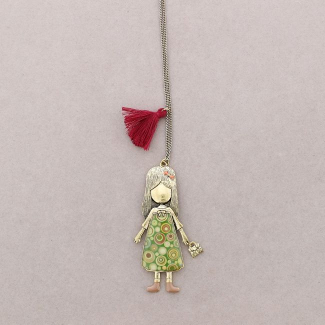 LONG PENDANT NECKLACE STAMPED METAL