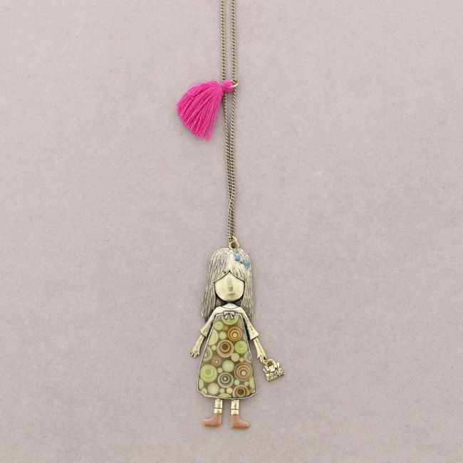 LONG PENDANT NECKLACE STAMPED METAL