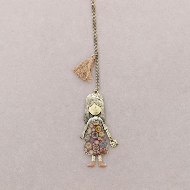 LONG PENDANT NECKLACE STAMPED METAL