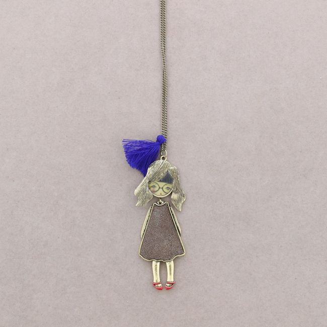 DOLL PENDANT LONG NECKLACE