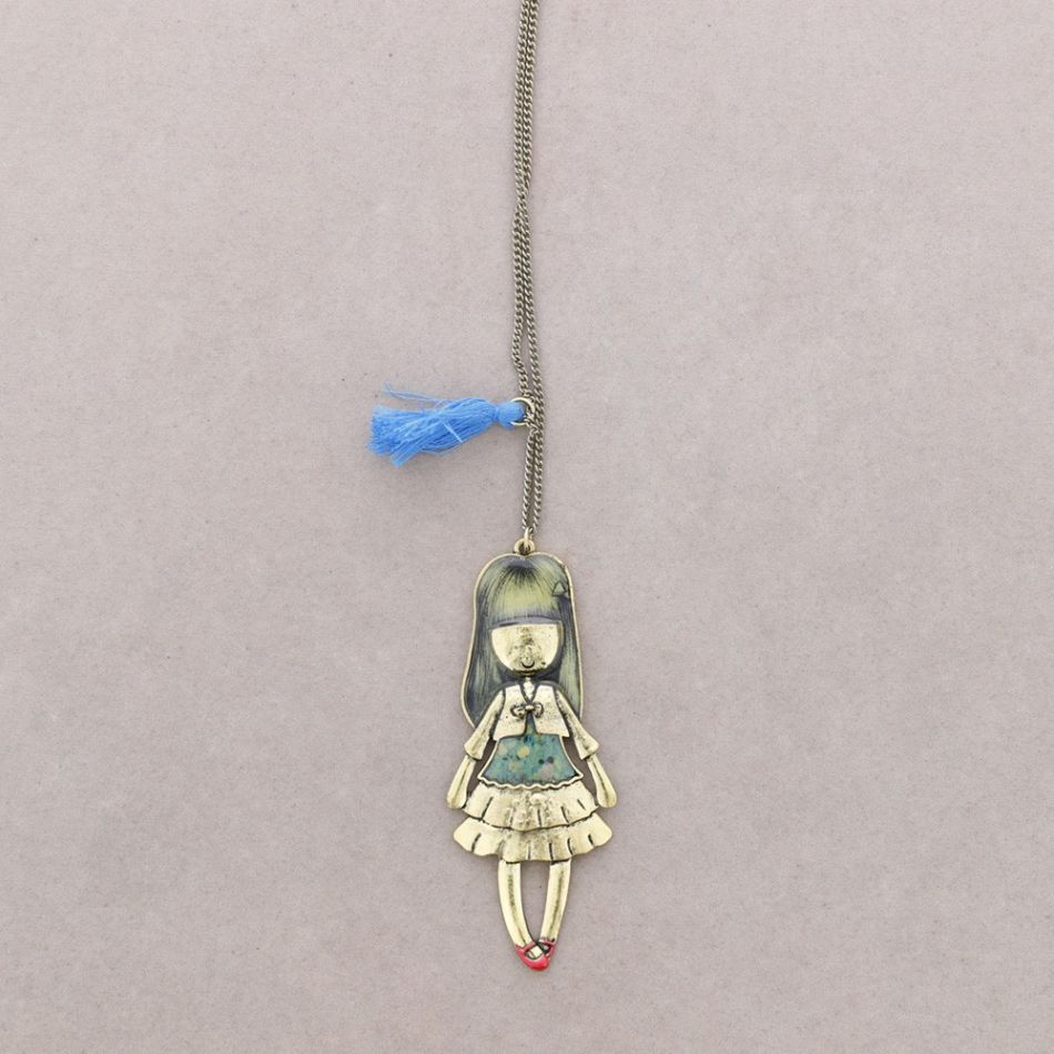 DOLL PENDANT LONG NECKLACE