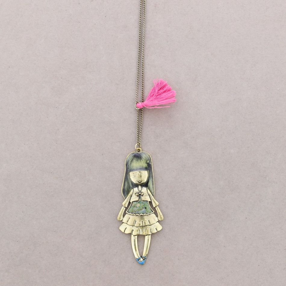 DOLL PENDANT LONG NECKLACE