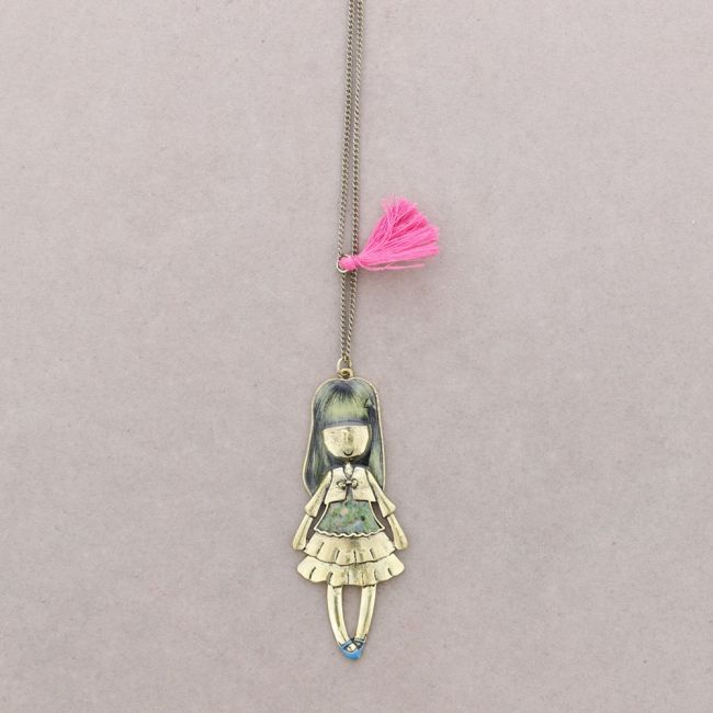 DOLL PENDANT LONG NECKLACE