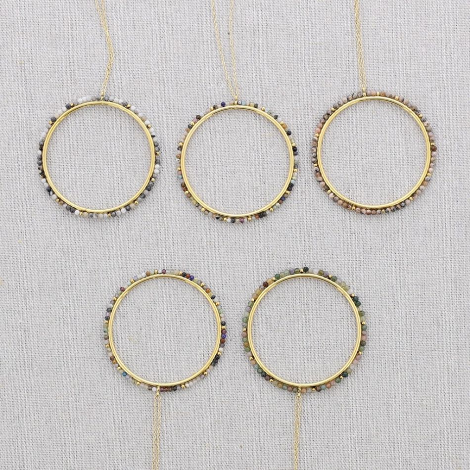 COLLAR ACERO COLGANTE ANILLA PIEDRAS