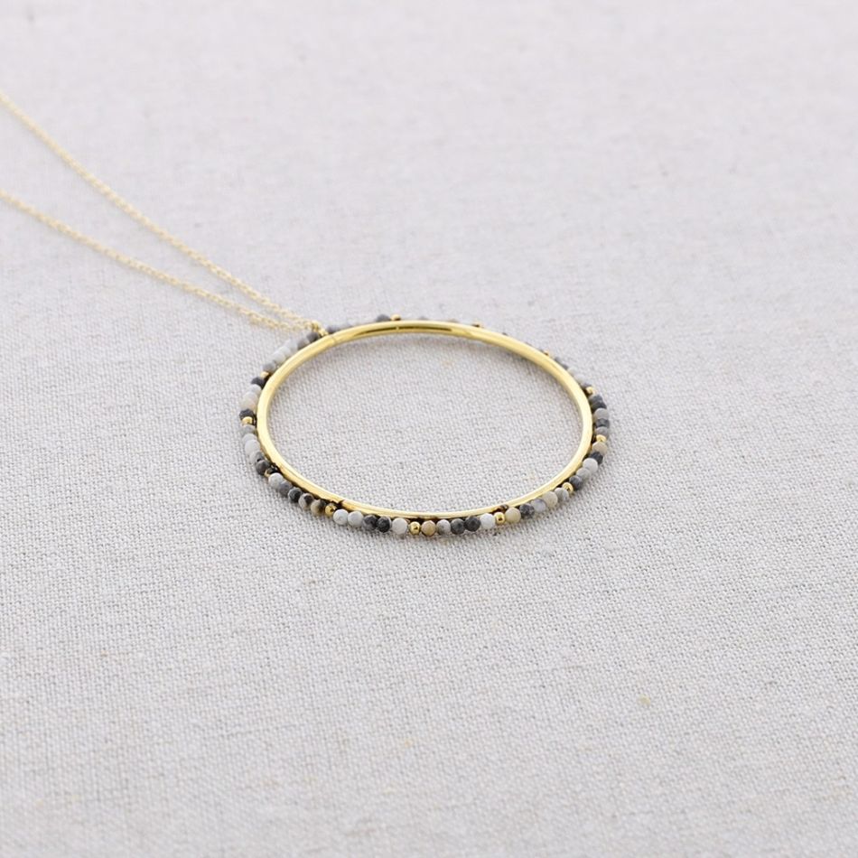 COLLAR ACERO COLGANTE ANILLA PIEDRAS
