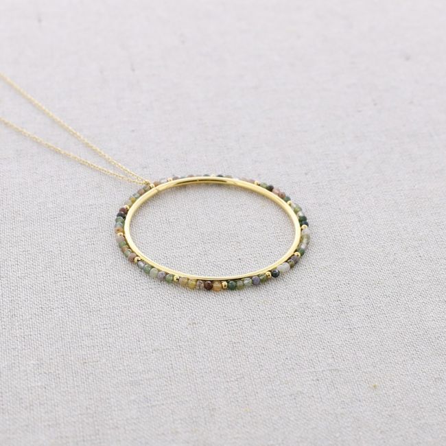 COLLAR ACERO COLGANTE ANILLA PIEDRAS