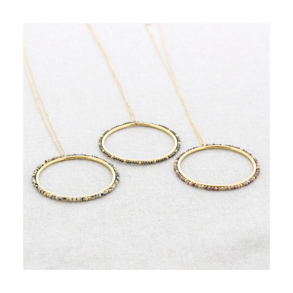 STONE RING PENDANT STEEL NECKLACE
