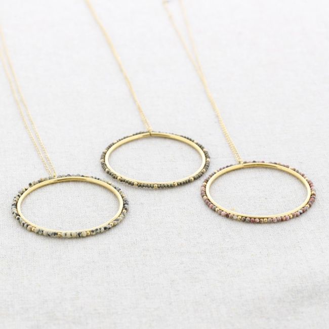 COLLAR ACERO COLGANTE ANILLA PIEDRAS