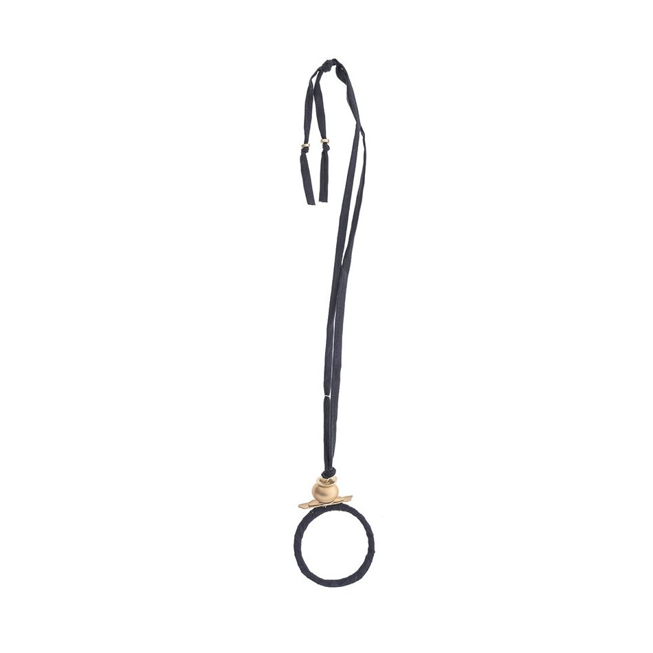 LONG TUBE NECKLACE WITH RING PENDANT