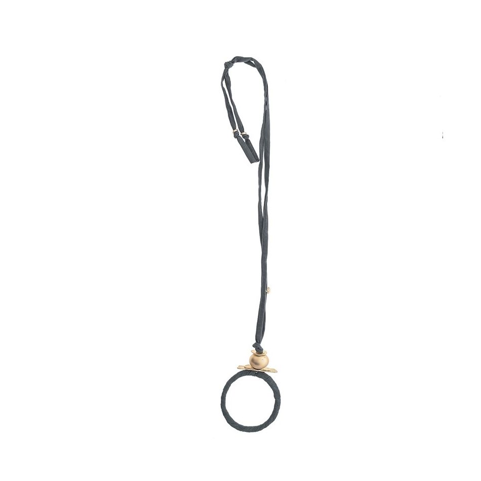 LONG TUBE NECKLACE WITH RING PENDANT