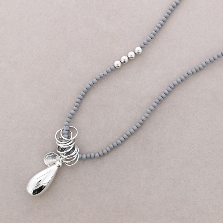 LONG NECKLACE WITH WOODEN BEADS NECKLACE METAL