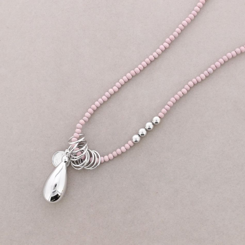 LONG NECKLACE WITH WOODEN BEADS NECKLACE METAL