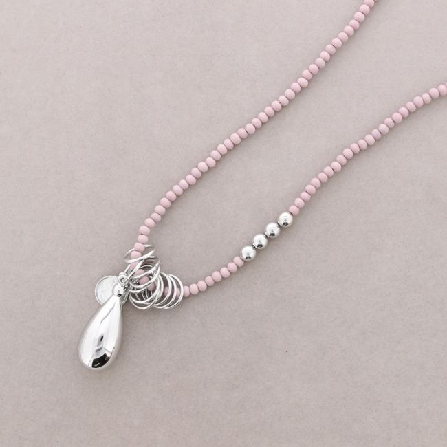 LONG NECKLACE WITH WOODEN BEADS NECKLACE METAL