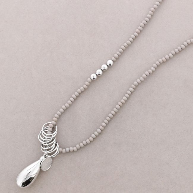 LONG NECKLACE WITH WOODEN BEADS NECKLACE METAL