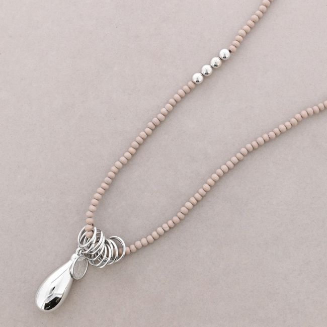 LONG NECKLACE WITH WOODEN BEADS NECKLACE METAL