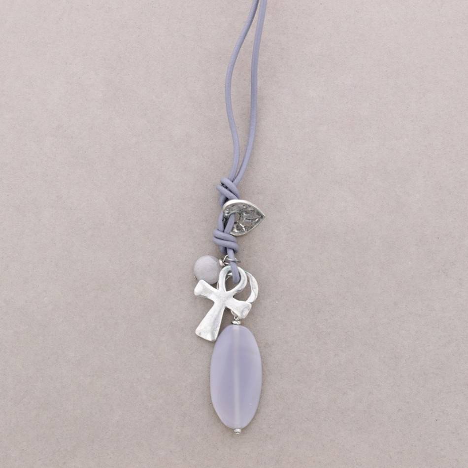 LONG NECKLACE METAL STONE PENDANT