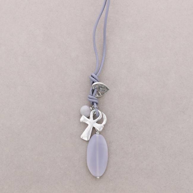 LONG NECKLACE METAL STONE PENDANT