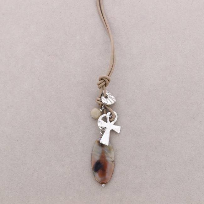 LONG NECKLACE METAL STONE PENDANT