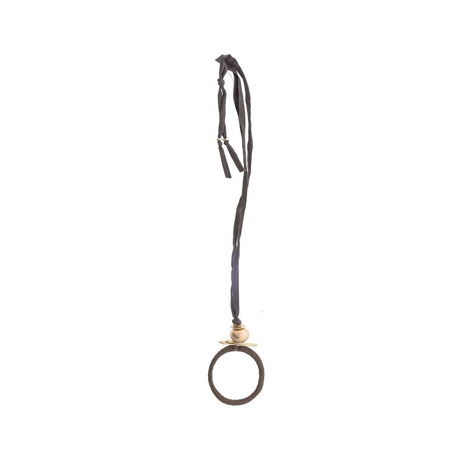COLLAR LARGO TUBO LAZO COLGANTE ANILLA