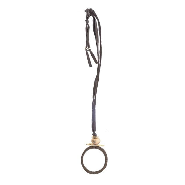 COLLAR LARGO TUBO LAZO COLGANTE ANILLA