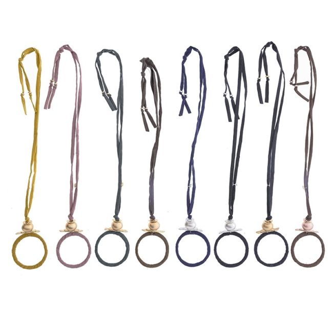 LONG TUBE NECKLACE WITH RING PENDANT