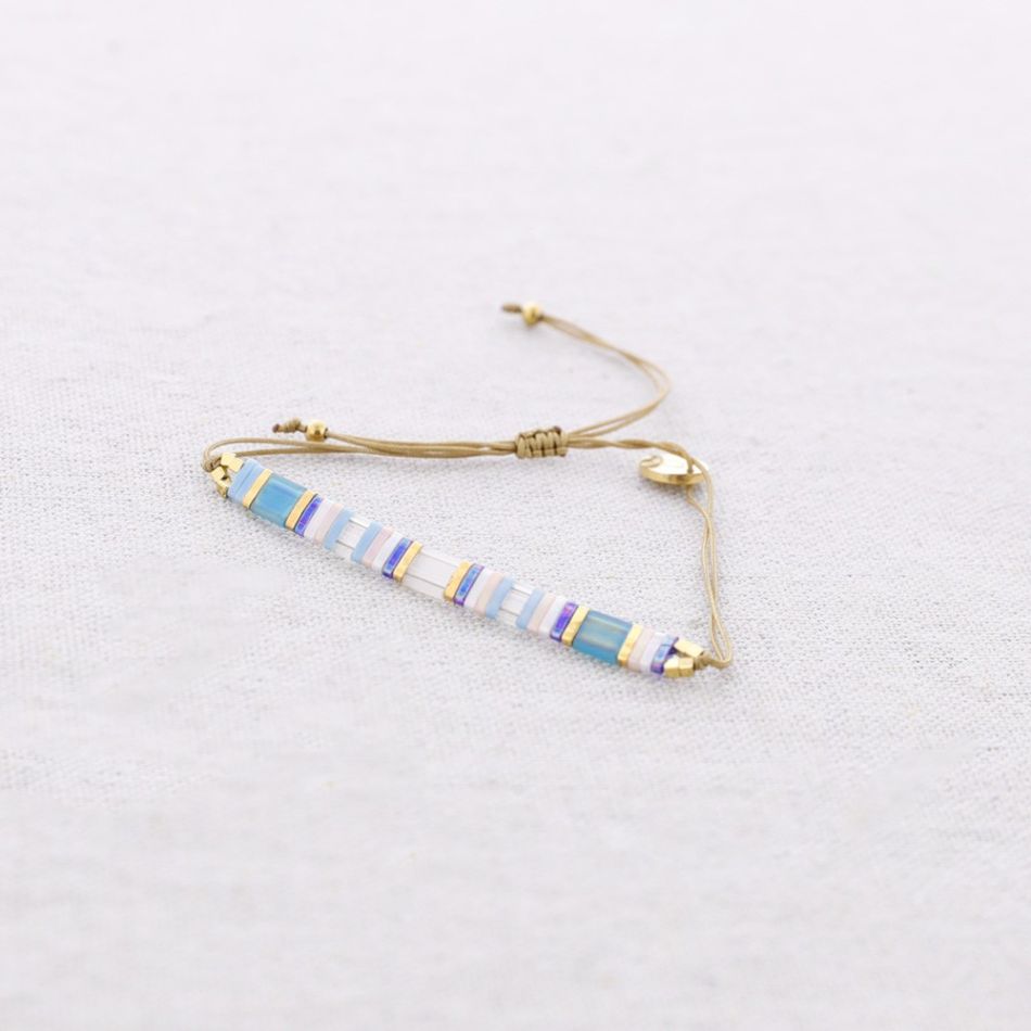 PULSERA ACERO MACRAMÉ CUENTAS MIYUKI