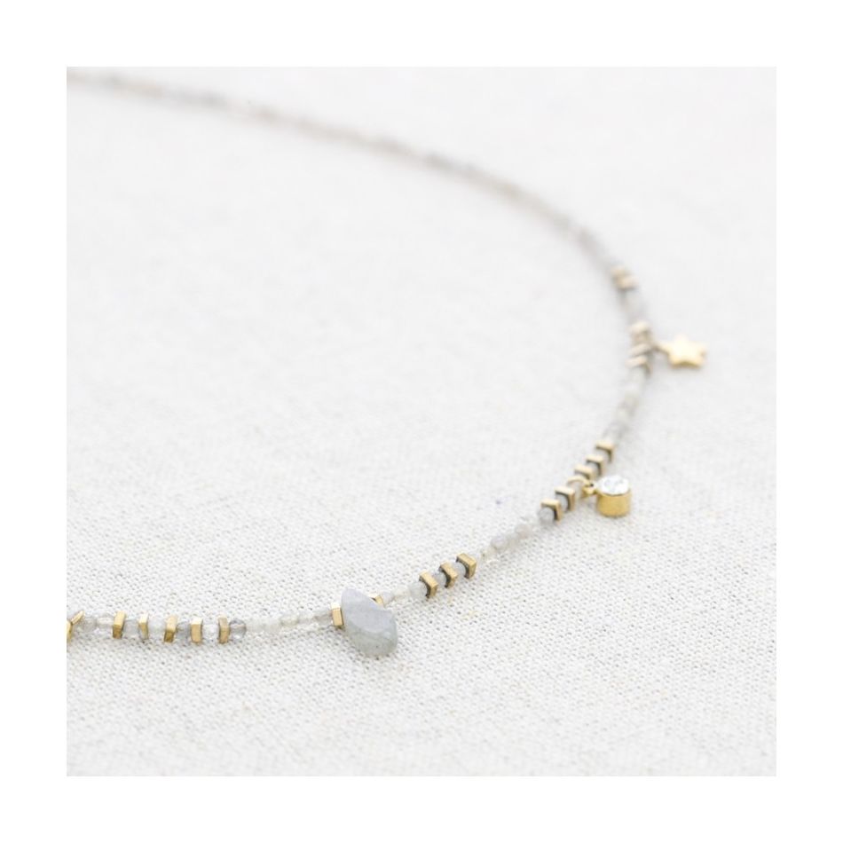 STONE STEEL SHORT NECKLACE