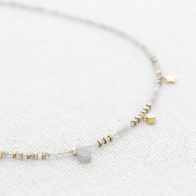 STONE STEEL SHORT NECKLACE