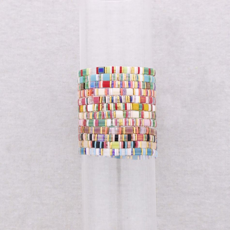 ELASTIC STEEL BRACELET WITH MIYUKI TILA BEADS