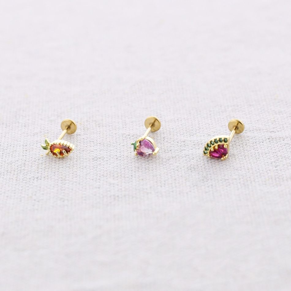 PENDIENTE ACERO PIERCING FRUTAS CIRCONITA