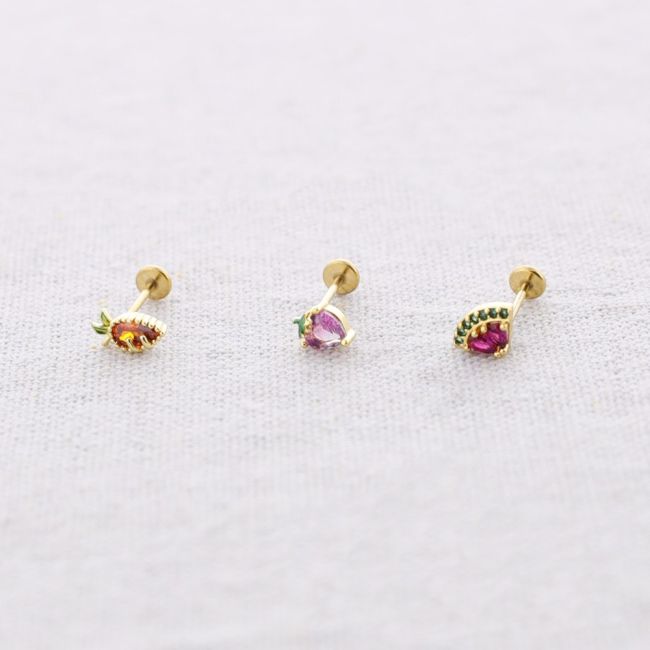 PENDIENTE ACERO PIERCING FRUTAS CIRCONITA
