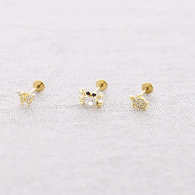 PENDIENTE ACERO PIERCING ANIMALES CIRCONITA