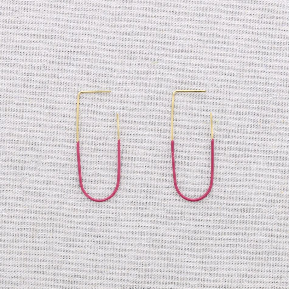STEEL ENAMEL HOOP EARRINGS