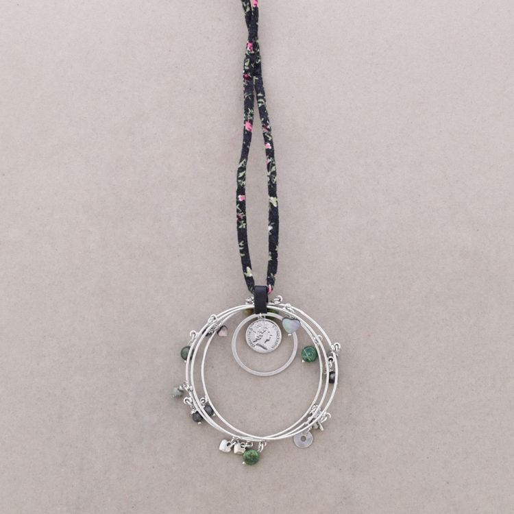 COLLAR LARGO TELA CUENTAS METAL 2